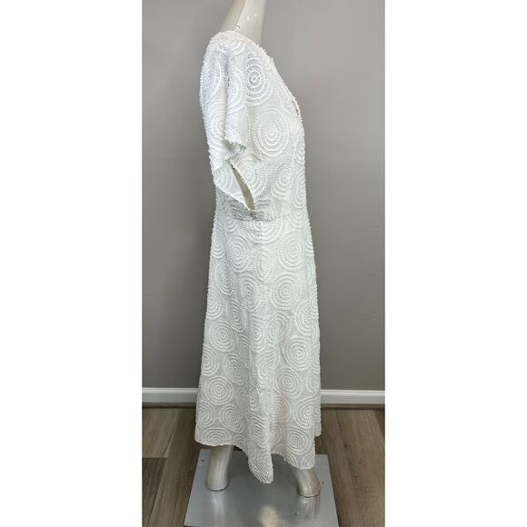 AKRIS Cotton Batiste Midi Dress with Circle Loop Embroidery US 8 $1390 - Picture 8 of 11